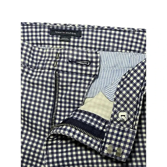 Tommy Hilfiger Women's Size 6 Blue Gingham Slim Dress Pants - Picture 2 of 8